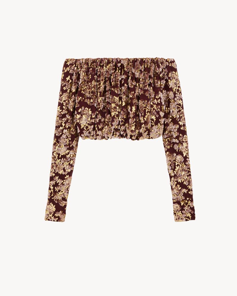cropped top in lamé dévoré velvet