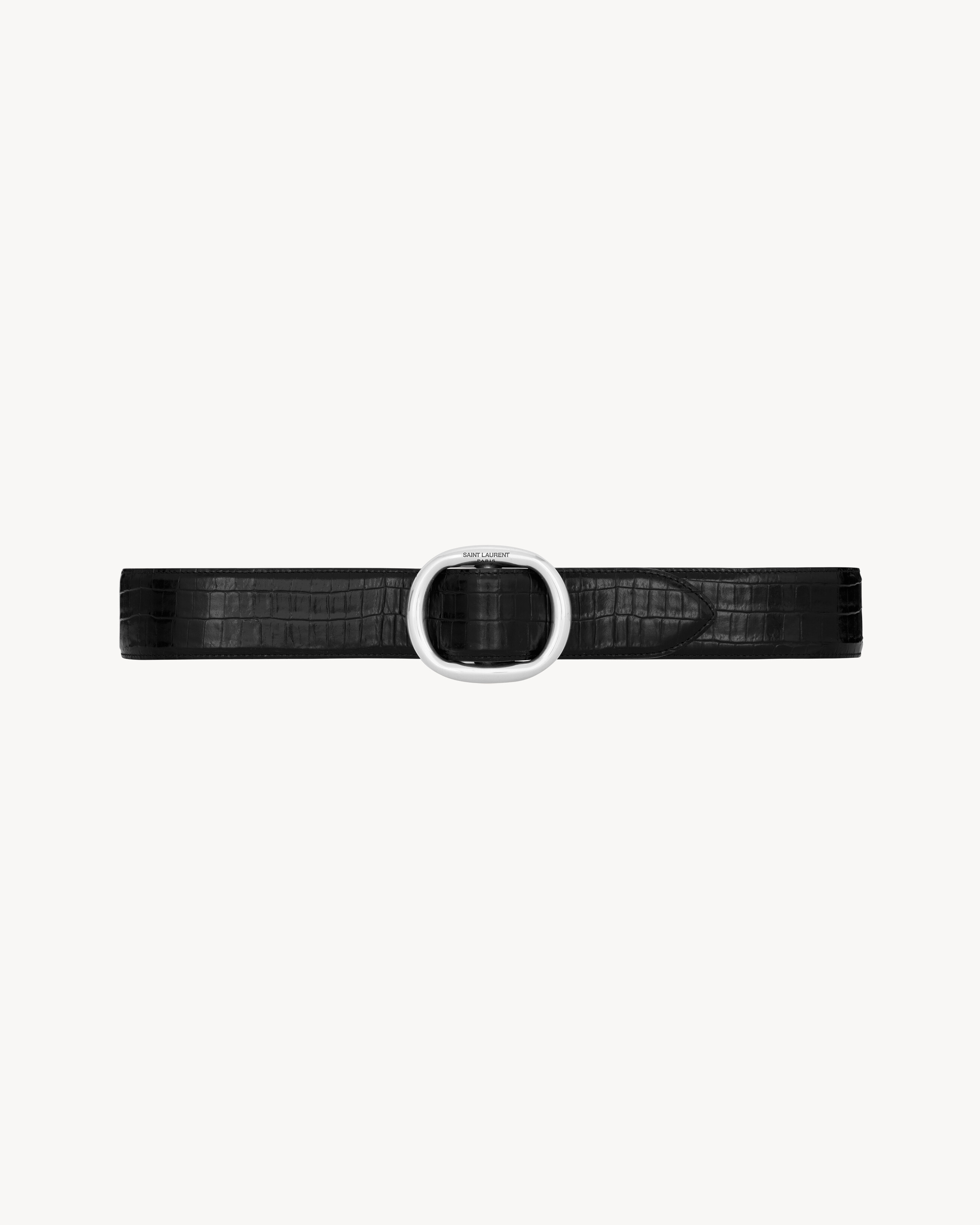 Saint Laurent Black Leather YSL Logo Buckle Belt 85 CM Saint Laurent Paris