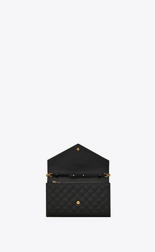 Yves Saint Laurent Woc Mixed Matelasse Leather Wallet Dark Beige