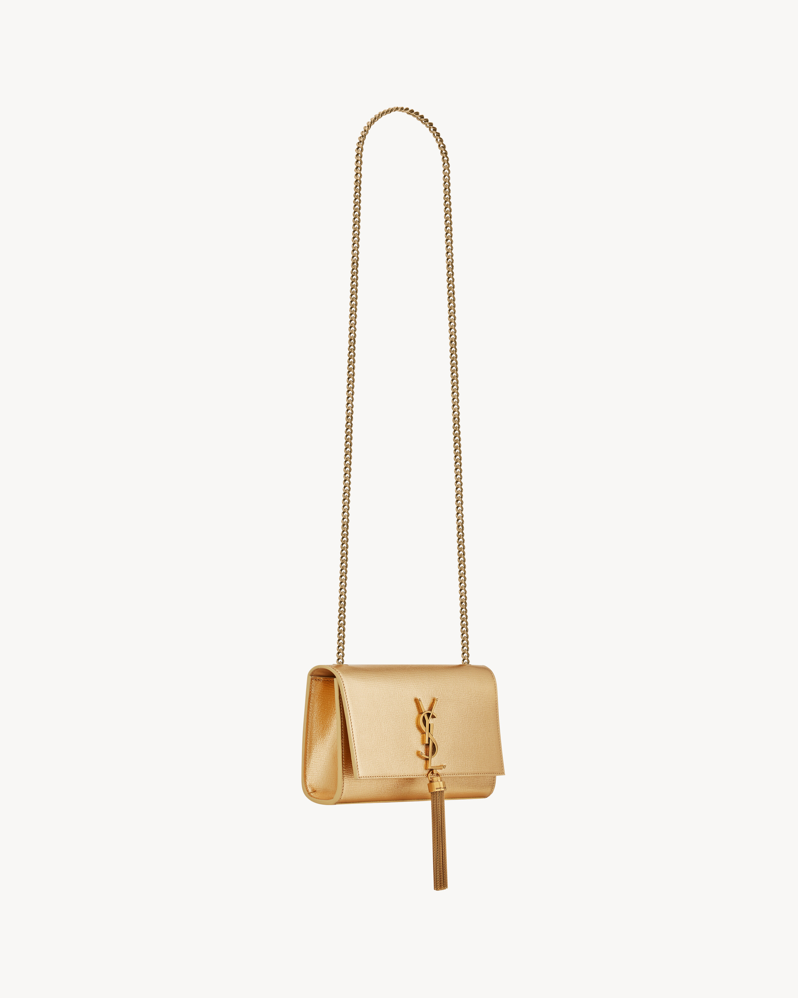 KATE SMALL TASSEL IN METALLIC LEATHER