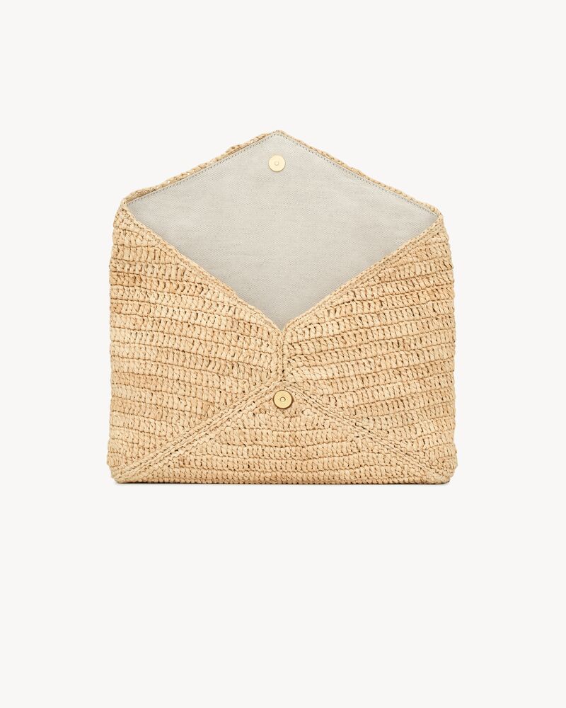 CASSANDRE large envelope pouch in raffia Saint Laurent