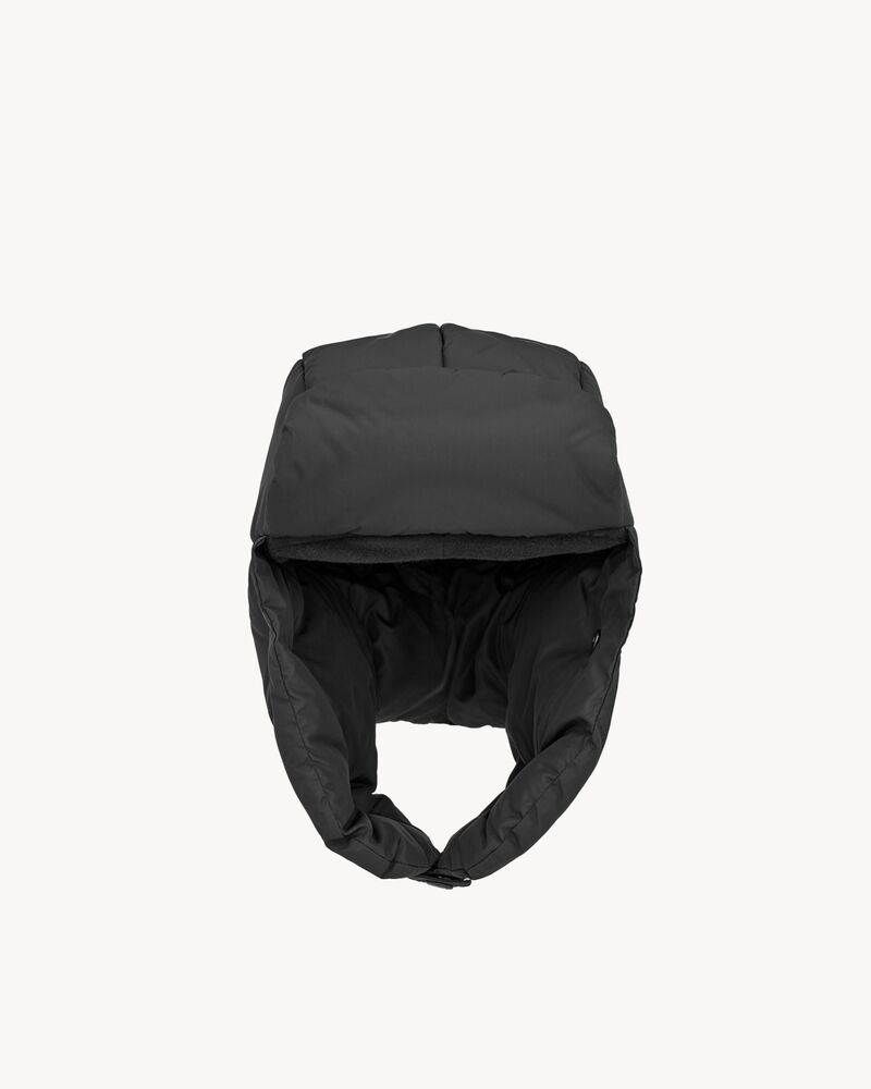 TRAPPER HAT IN NYLON, WOOL, CASHMERE, AND LEATHER