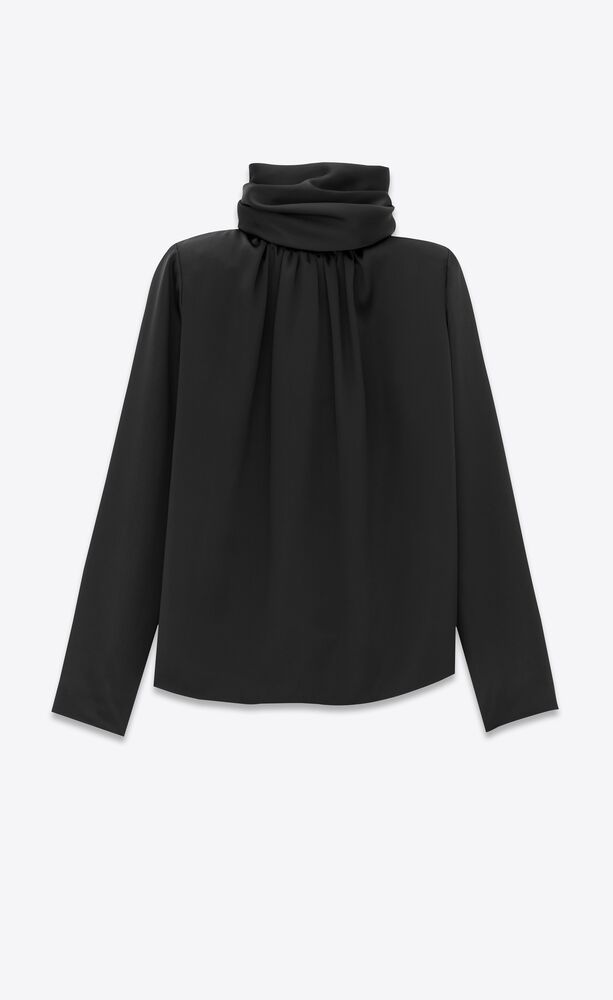 lavallière-neck blouse in silk satin