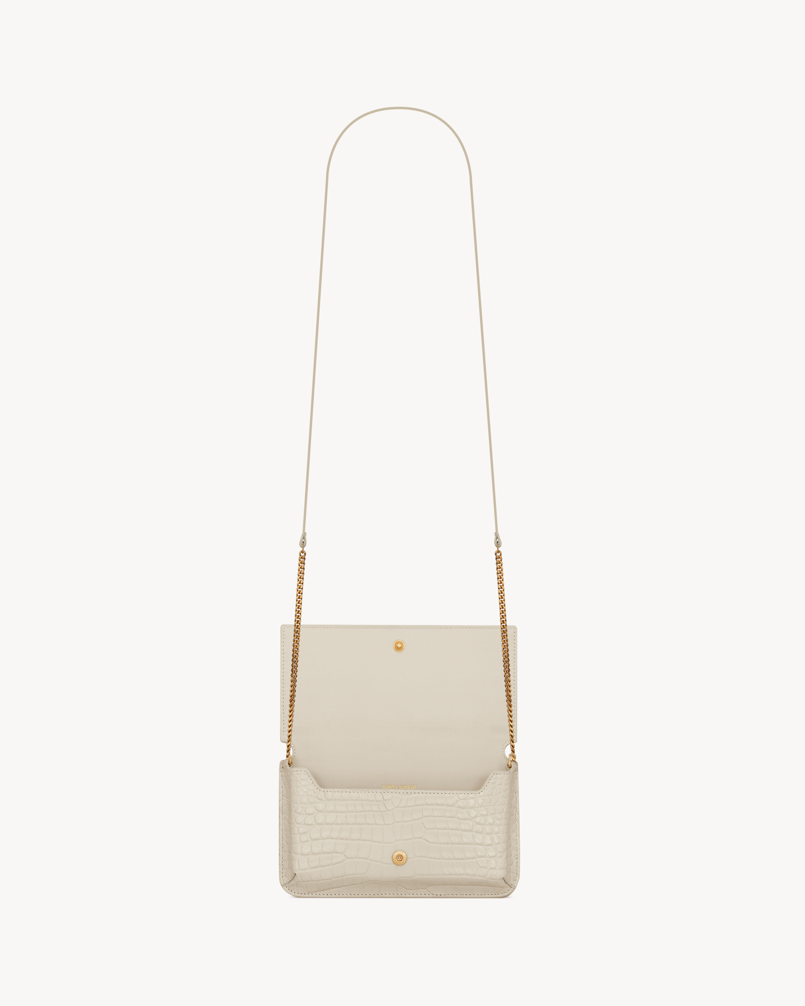 CASSANDRE phone holder in SHINY crocodile-embossed leather