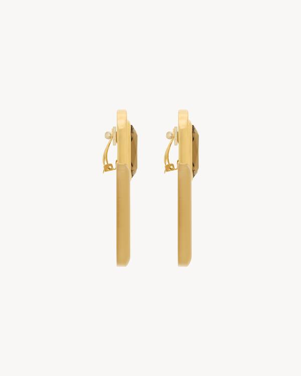 Cabochon square earrings in resin and metal | Saint Laurent | YSL.com