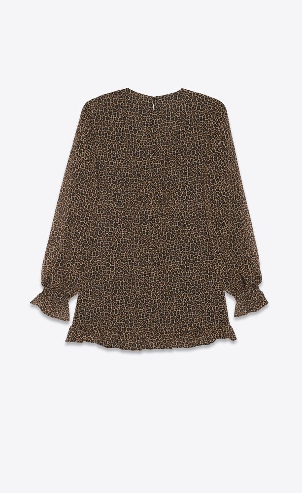 Short dress in leopard-print wool | Saint Laurent | YSL.com