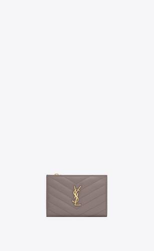 monogram zippered two-part wallet in grain de poudre embossed leather