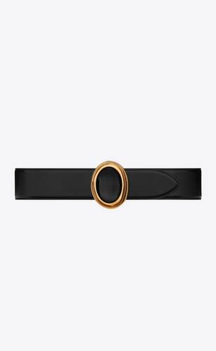 cabochon-buckle belt in smooth leather