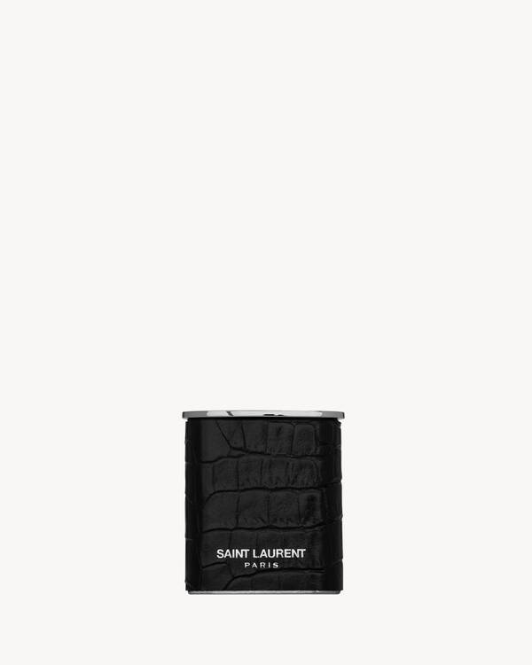 ツボタ パール レザー コンパクトケース ブラック | Saint Laurent