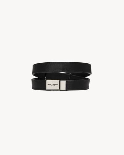 opyum double wrap bracelet in leather and metal
