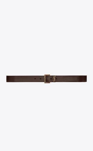monogram belt with square buckle in leather