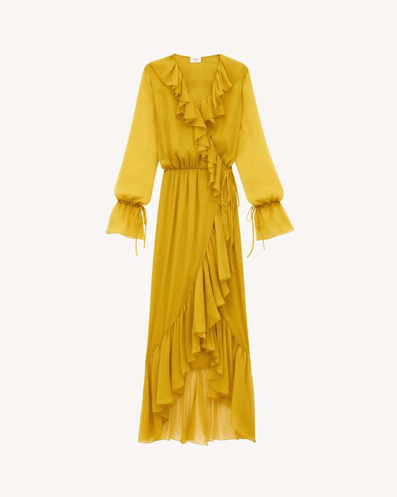 ruffled dress in silk crepon muslin