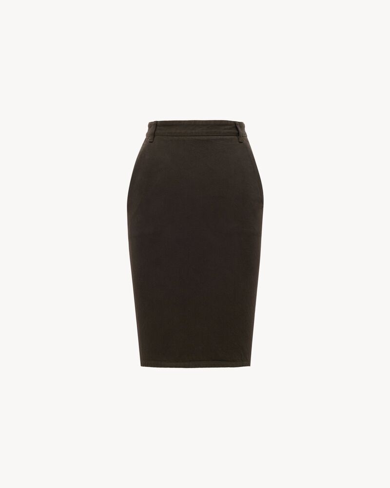 pencil skirt in deep brown denim