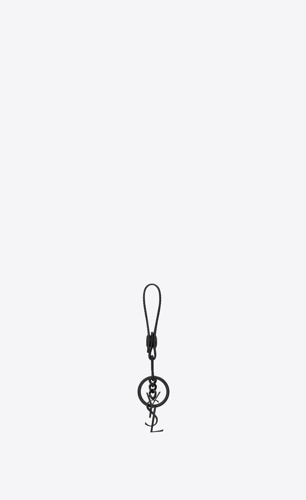 Shop Saint Laurent MONOGRAM KEY RING IN SMOOTH LEATHER