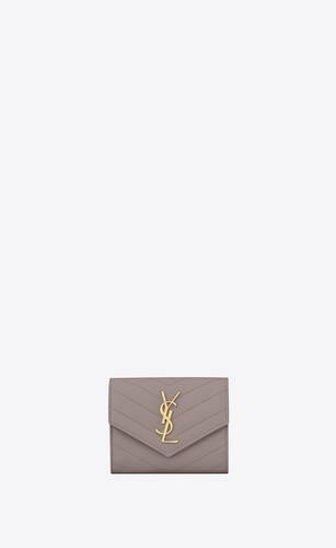 monogram compact tri fold wallet in grain de poudre embossed leather