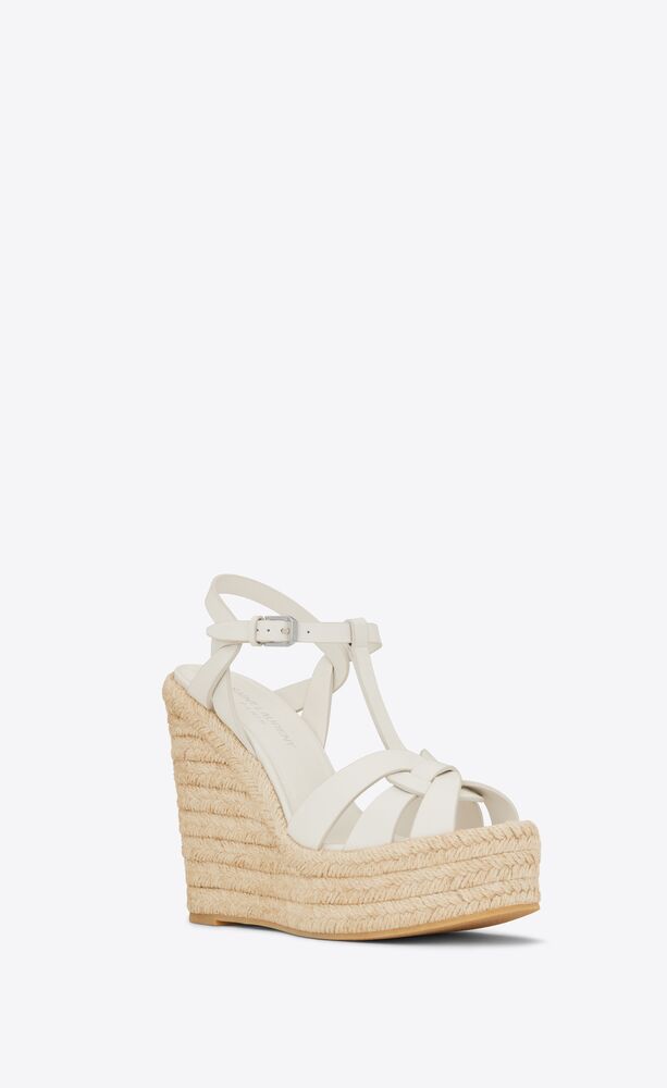 TRIBUTE espadrilles wedge in smooth leather | Saint Laurent | YSL.com