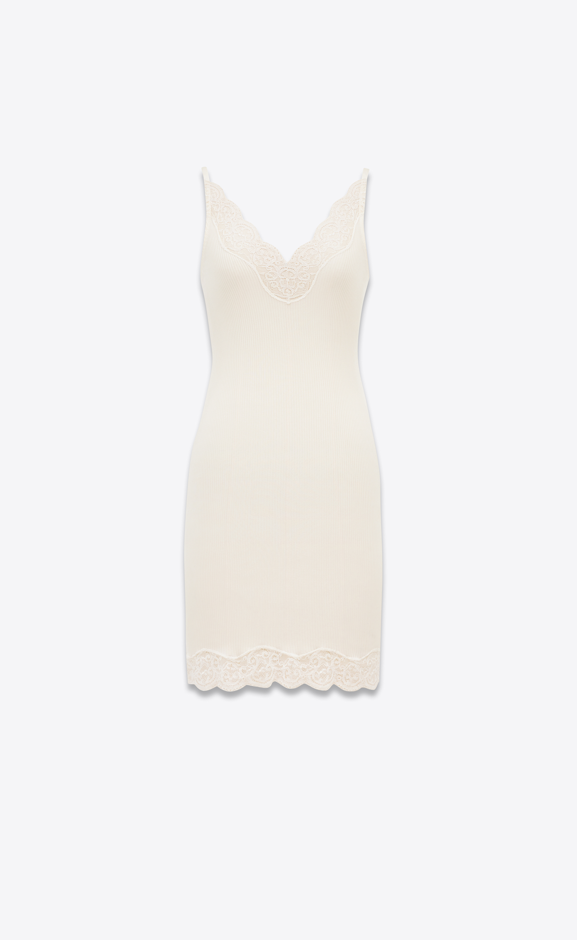 LACED SLIP DRESS IN RIBBED SILK JERSEY