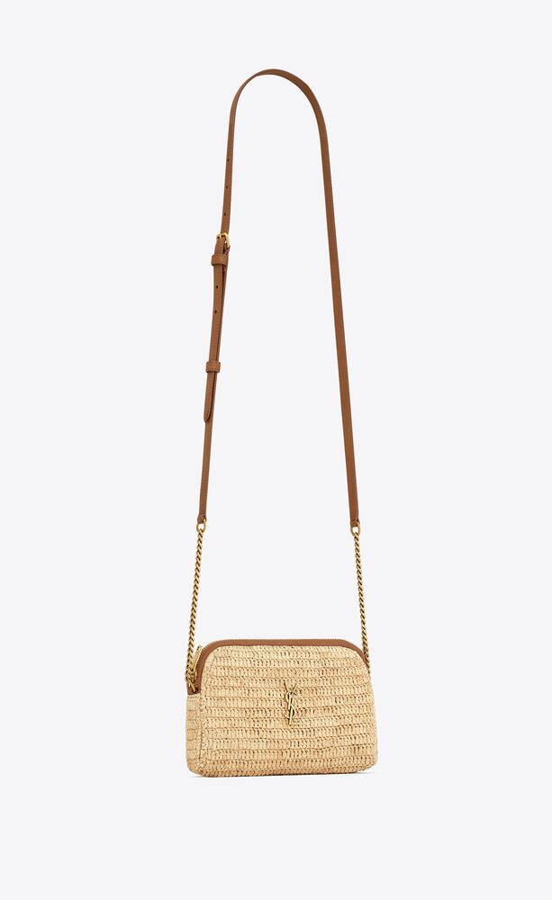 GABY zipped pouch in raffia and vegetable-tanned leather | Saint Laurent |  YSL.com