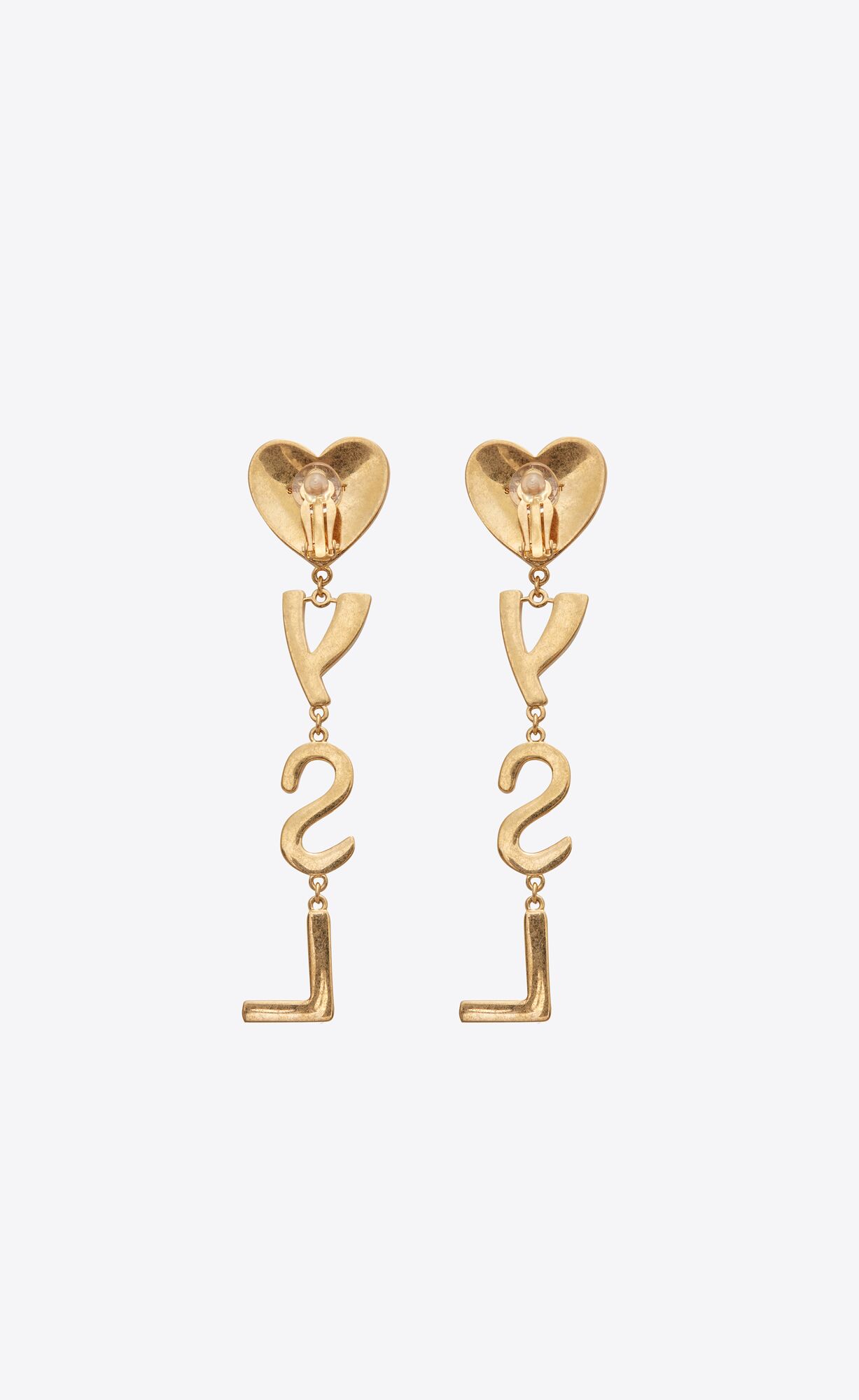 OPYUM YSL heart earrings in metal and crystal | Saint Laurent Australia ...