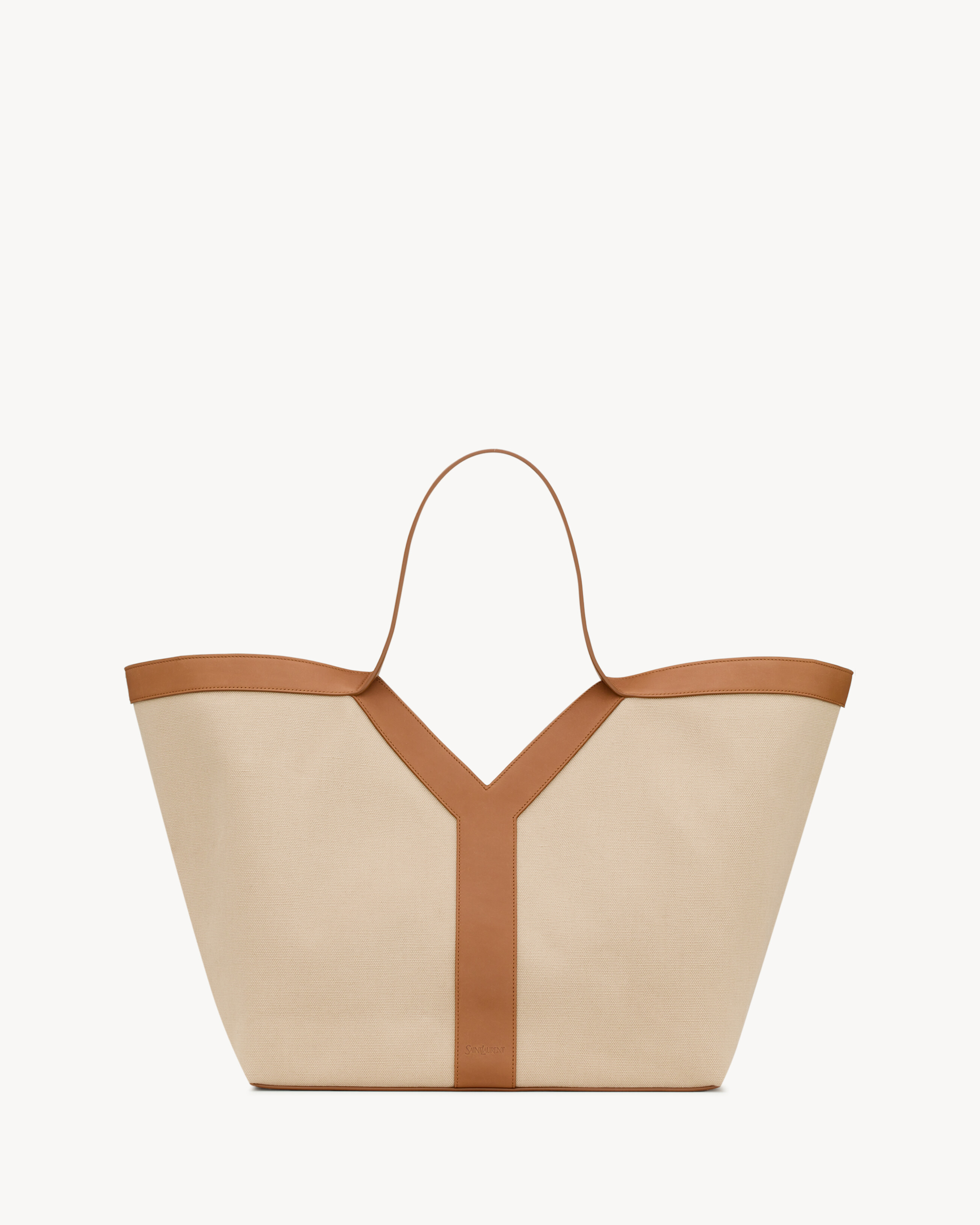 Y TOTE IN CANVAS AND LEATHER in Beige Saint Laurent YSL EN-PT