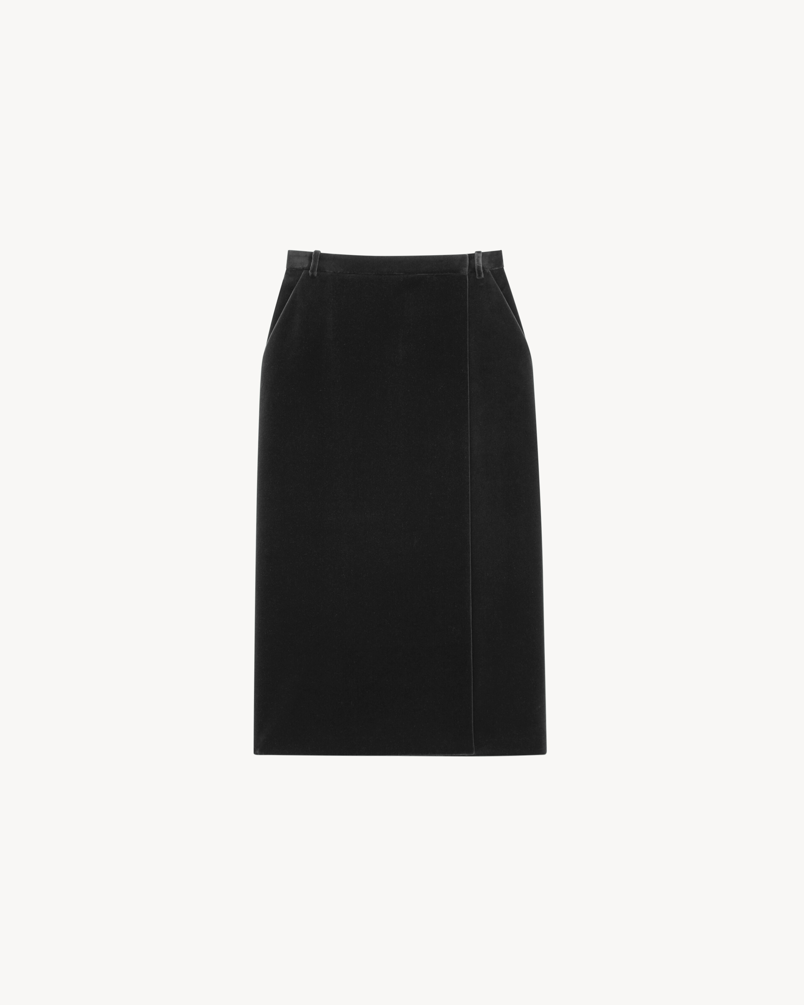 midi wrap skirt in cotton velvet in Black Saint Laurent YSL EN-GR