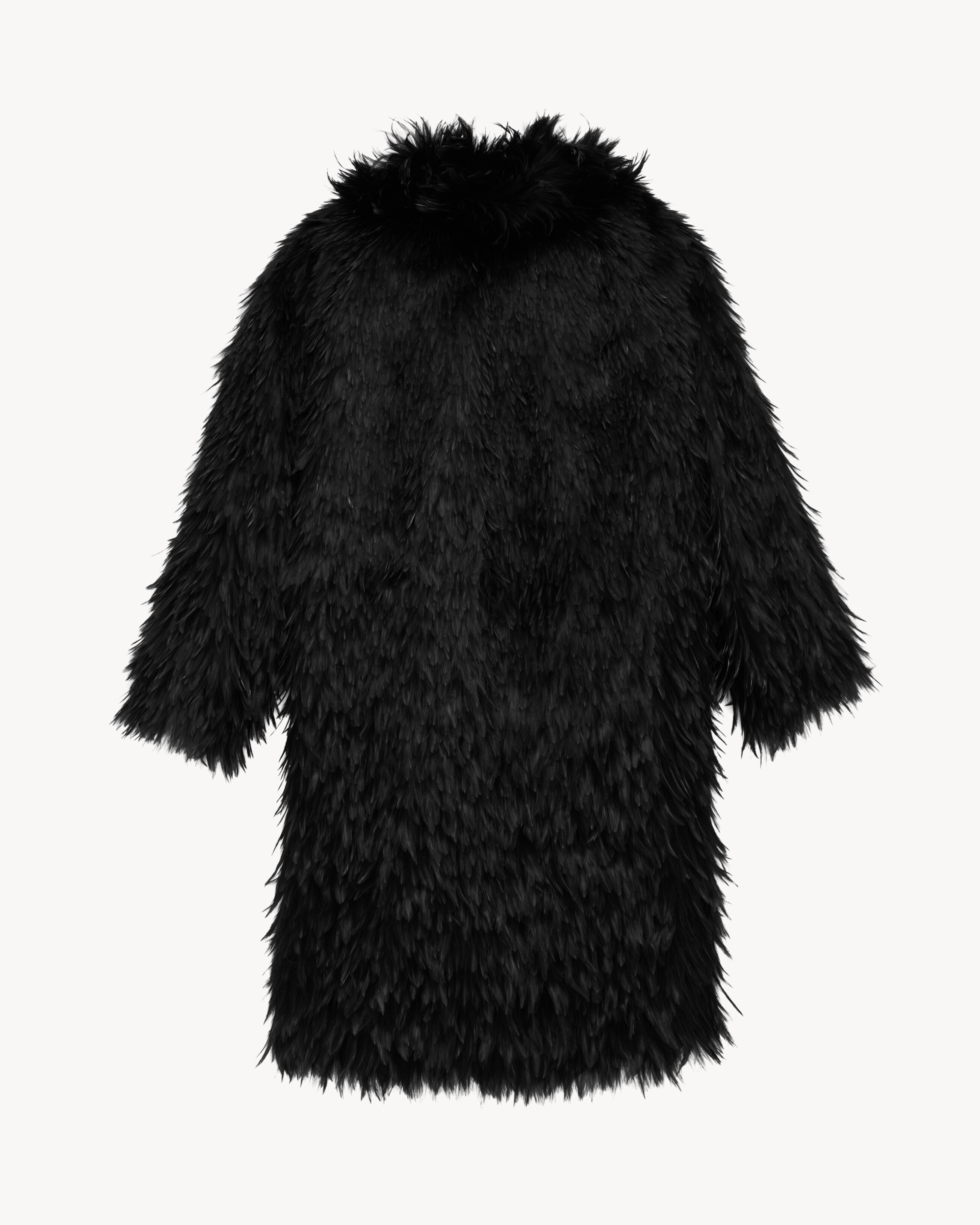 coat in silk organza and feathers