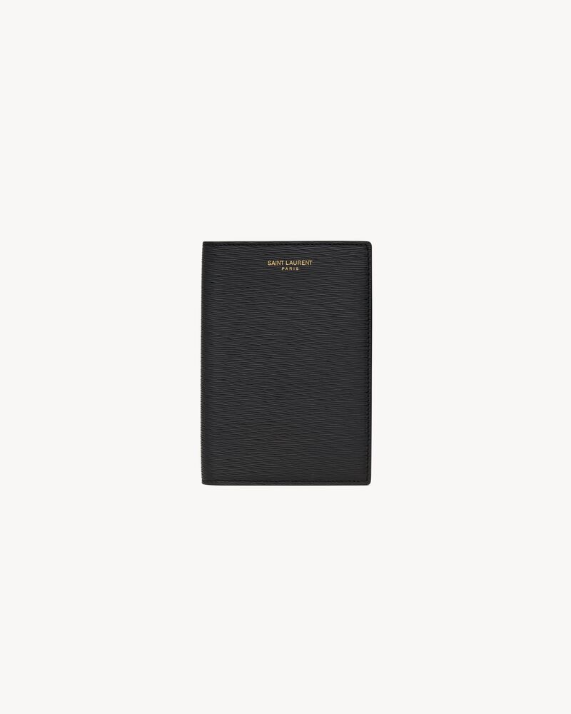 Saint Laurent Paris passport case in ripple leather