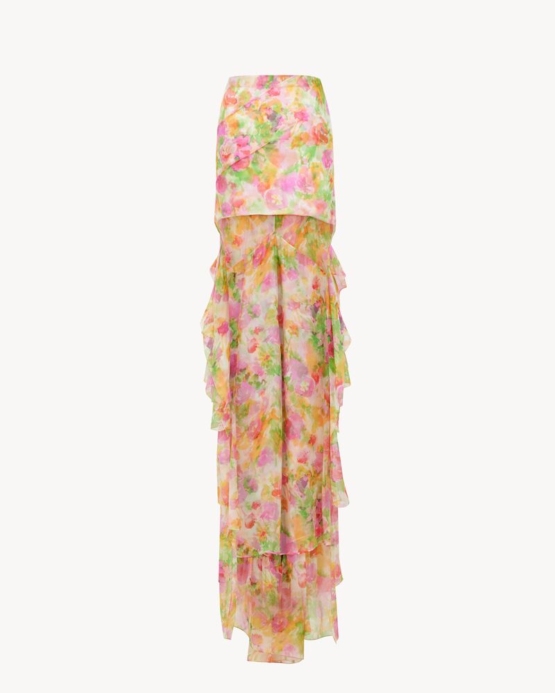 cascade skirt in floral silk muslin