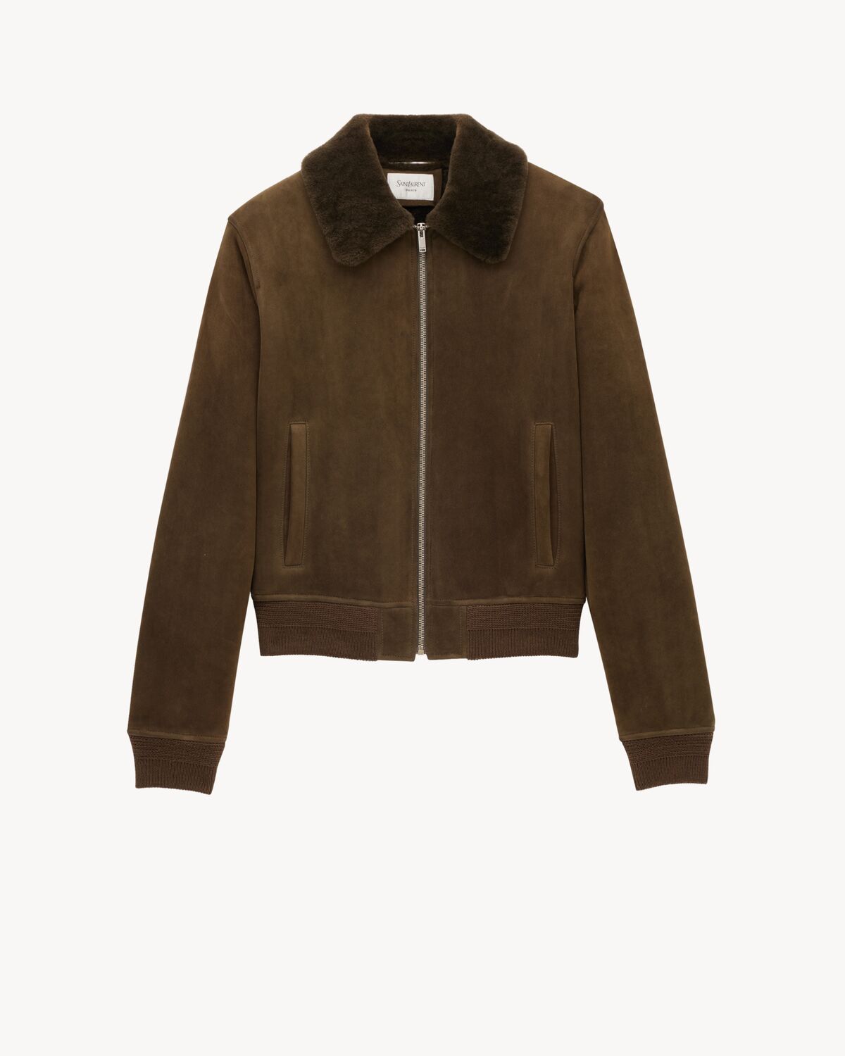 bomber jacket in suede and shearling