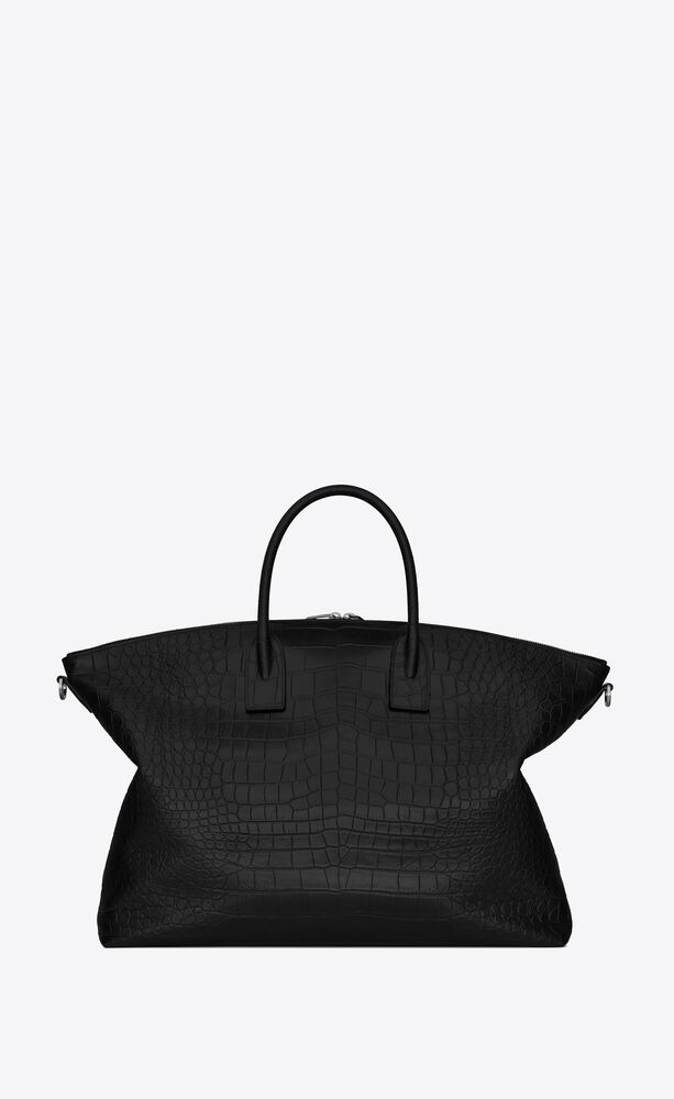 giant bowling bag in crocodile-embossed leather