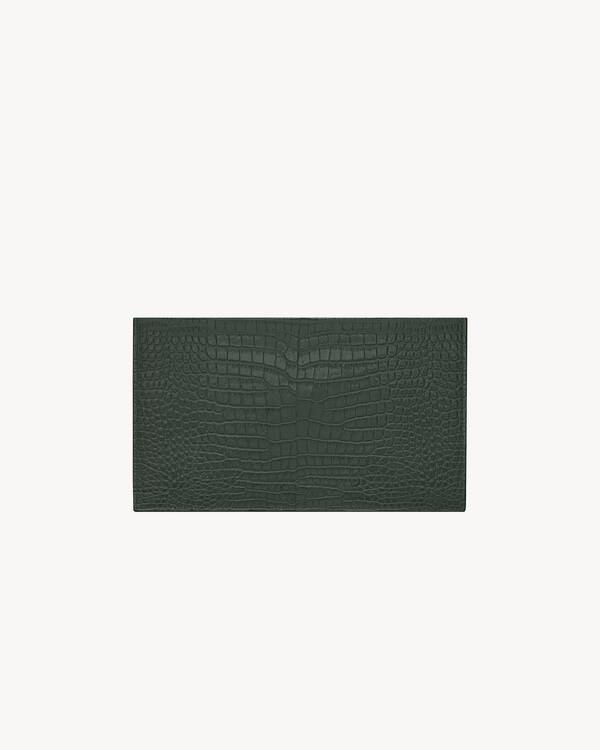 UPTOWN POUCH 27 IN BLACK CROCODILE-EMBOSSED SHINY CALFSKIN GOLD LOGO