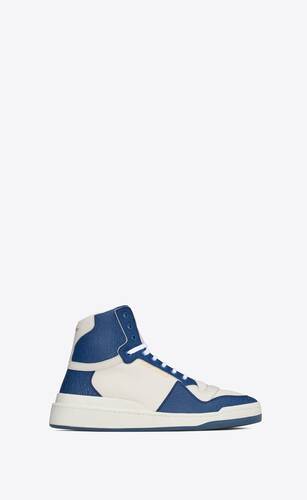 Mens Shoes Trainers High-top trainers Saint Laurent Sl/24 Canvas & Leather Sneaker in White for Men 