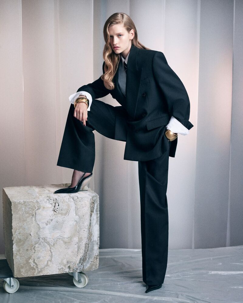 wide-leg pants in wool canvas
