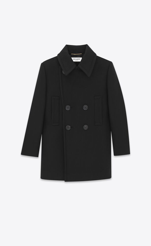 double-breasted peacoat in wool 