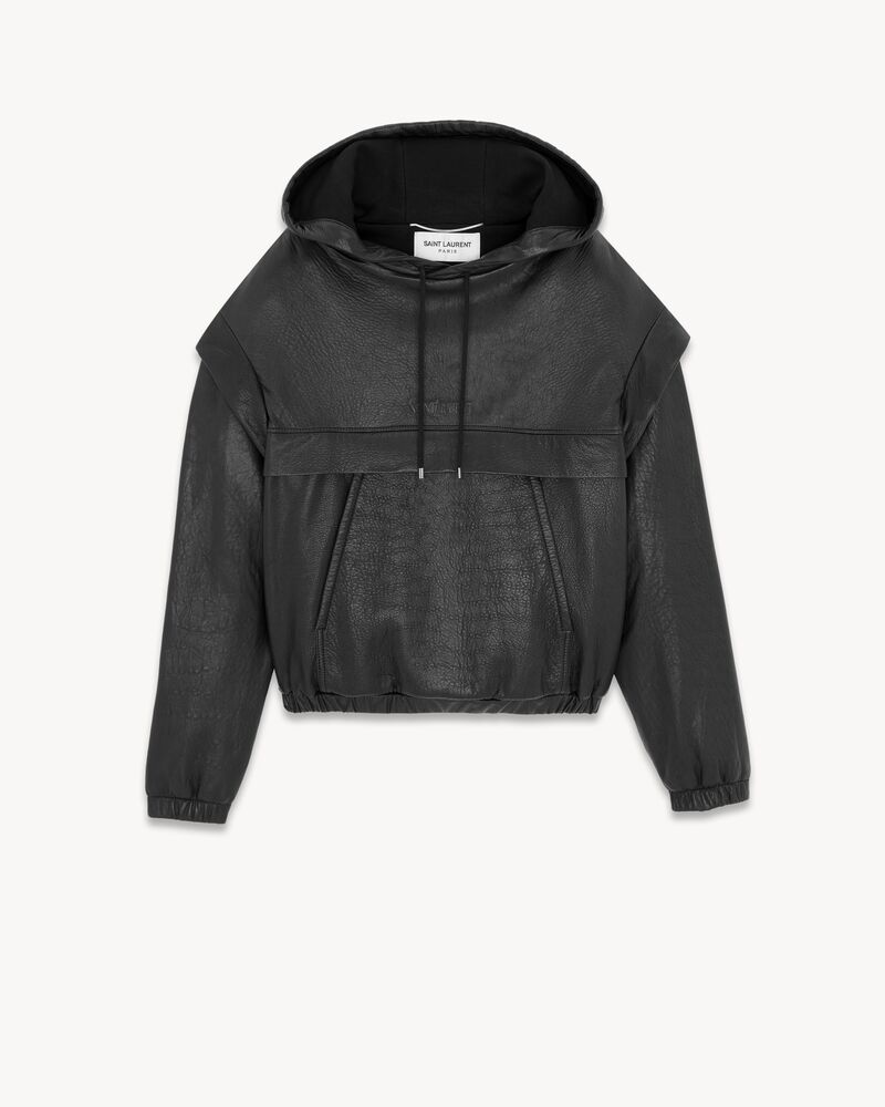 Sudadera con capucha Saint Laurent de piel de cordero granulada