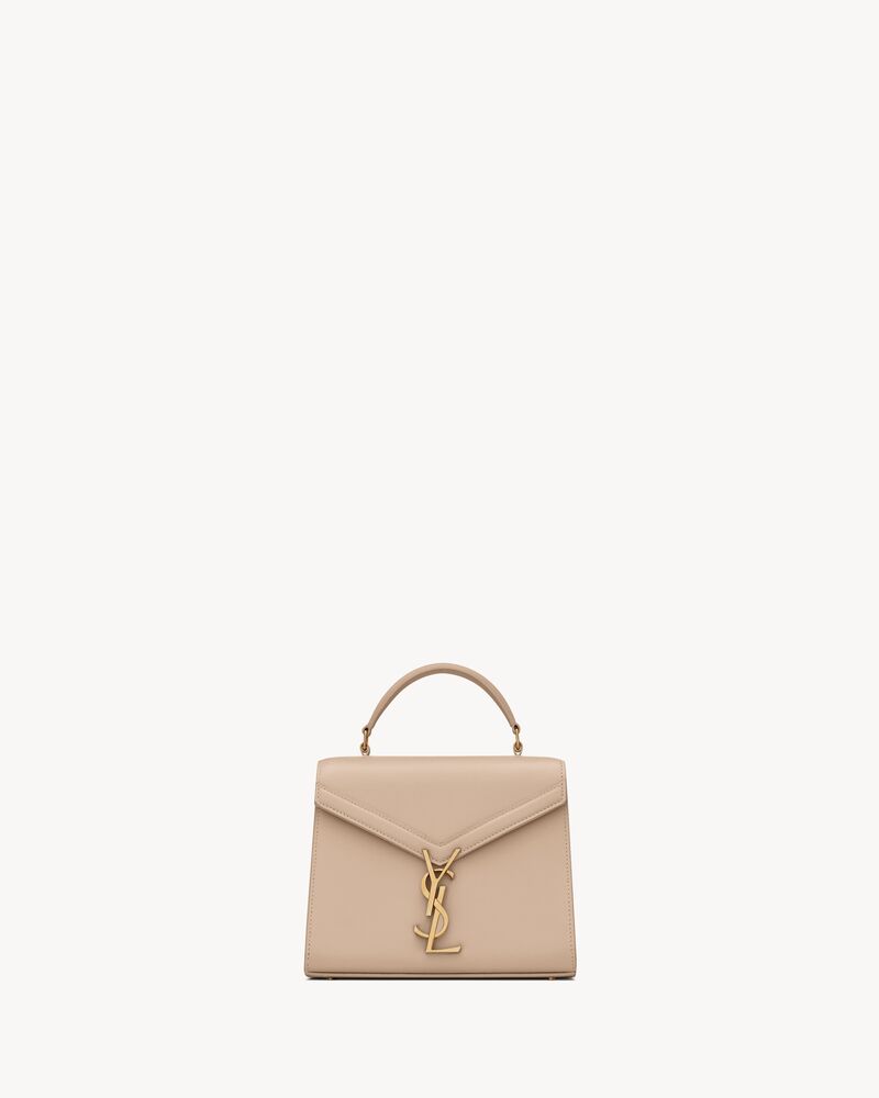 Saint Laurent Cassandra Mini Leather Shoulder Bag Beige Female