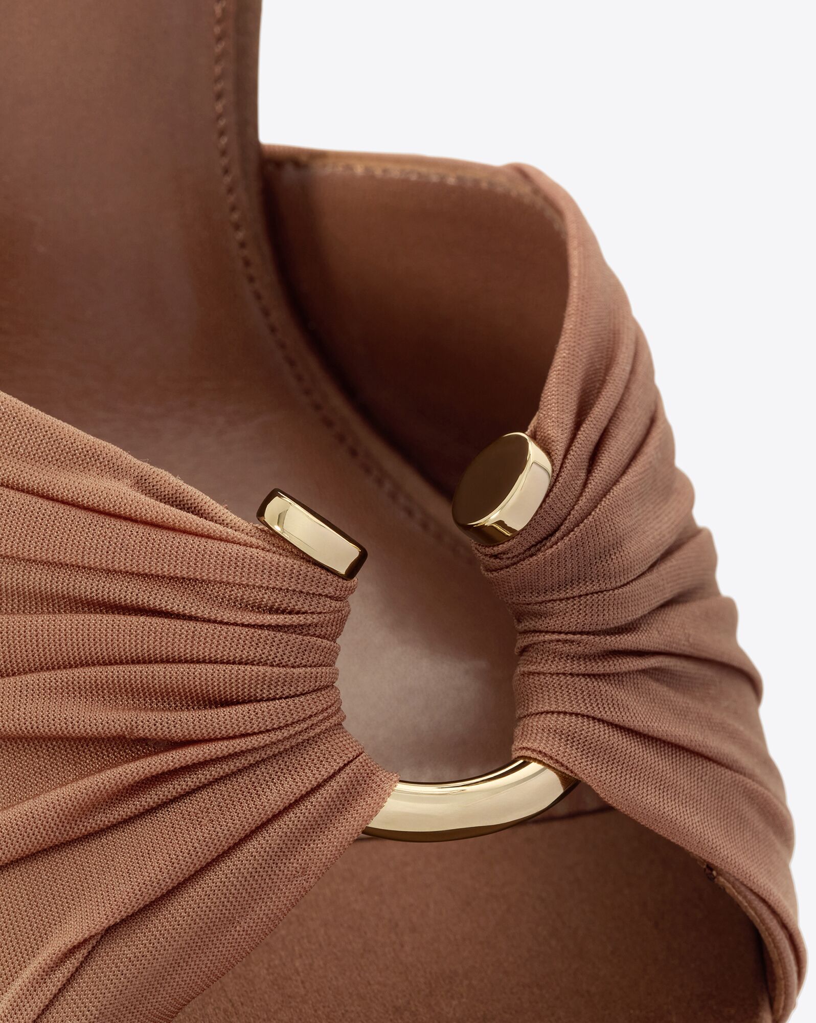 LOLA sandals in smooth leather and draped jersey