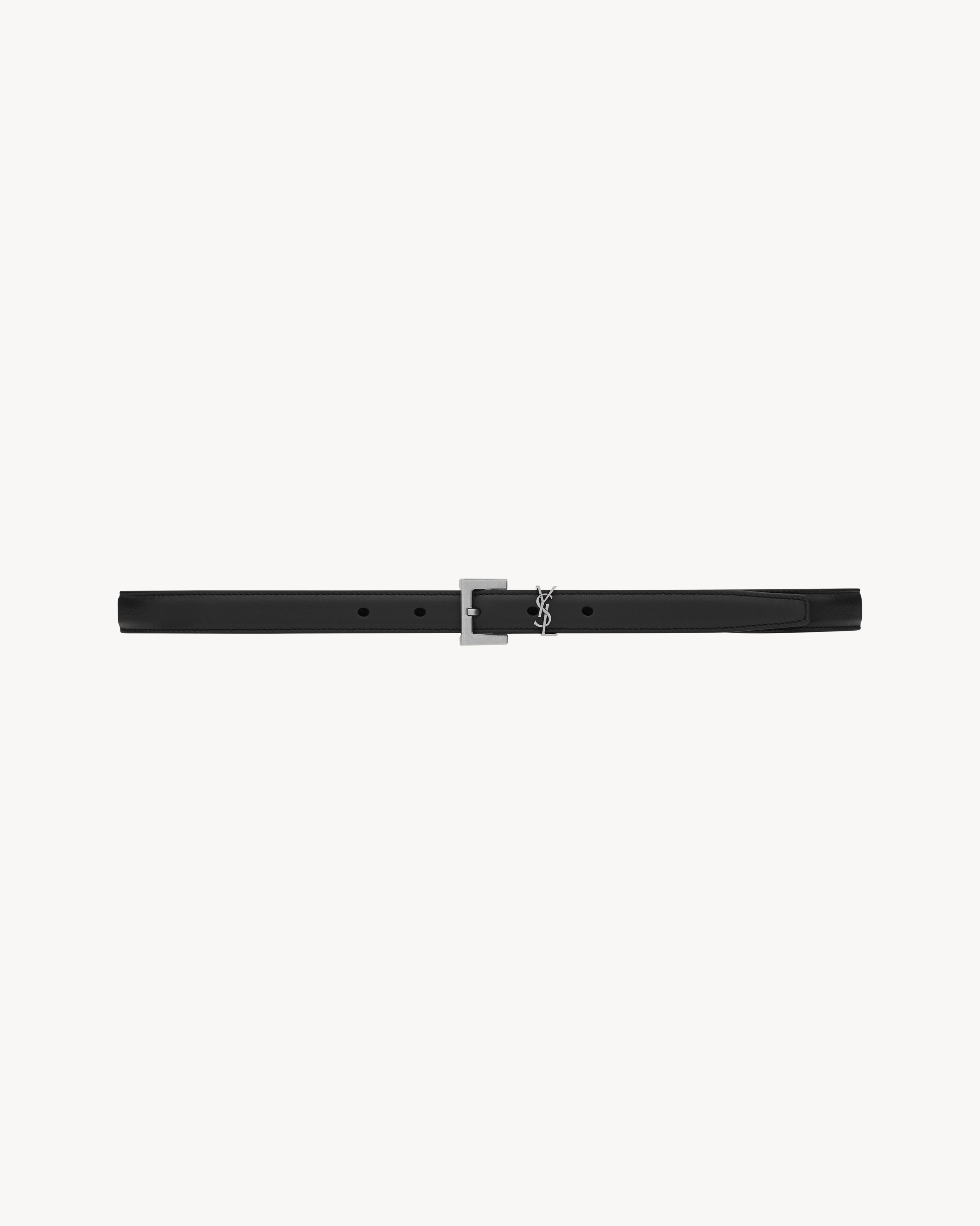 Cassandre thin belt with square buckle in lacquered leather