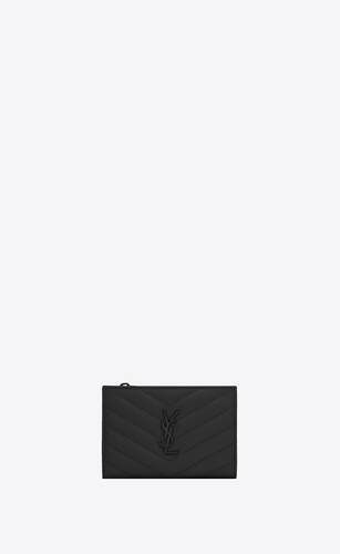 Saint Laurent Monogramme YSL Grain de Poudre Leather Wallet on