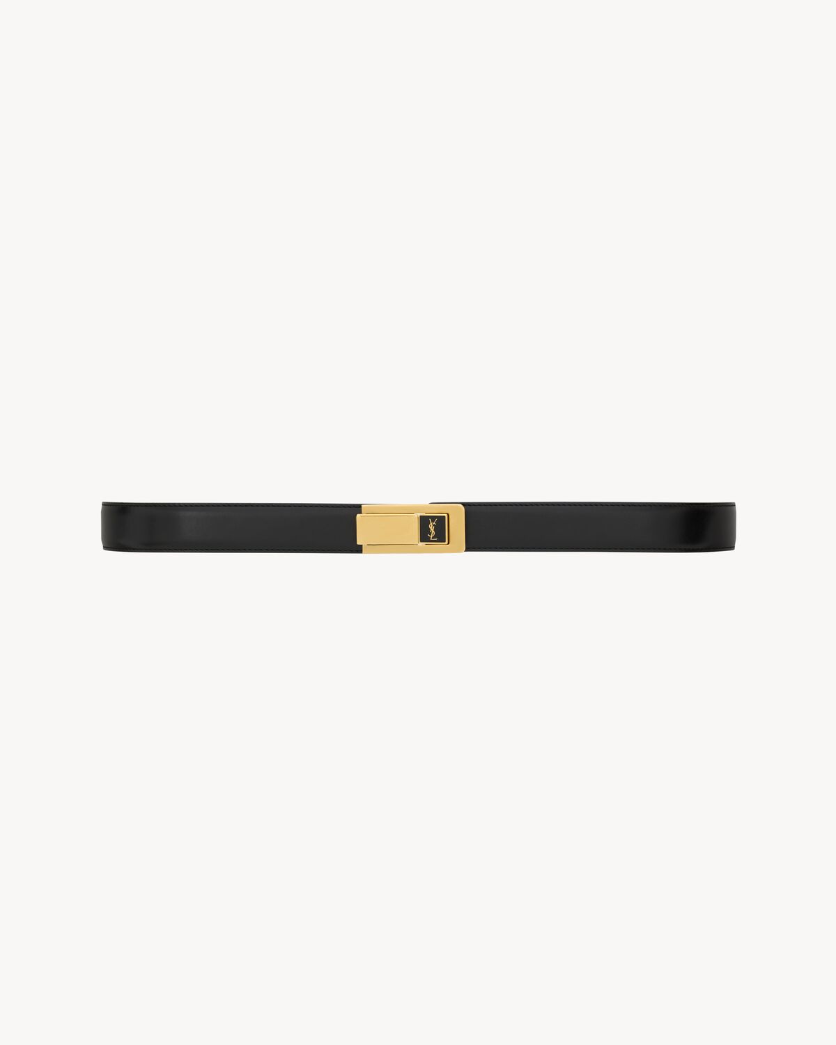 Charniere buckle belt in smooth leather