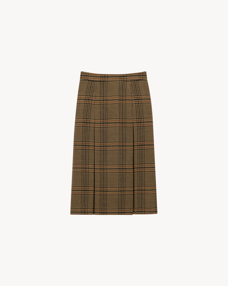 midi skirt in prince of wales wool and cashmere