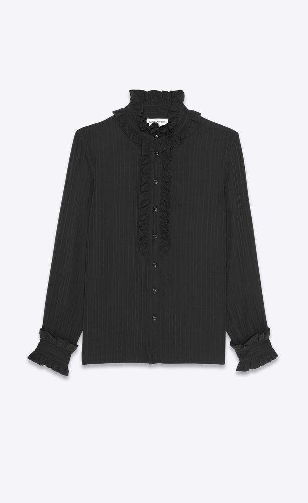 Victorian frilled shirt in pleated silk | Saint Laurent Japan 