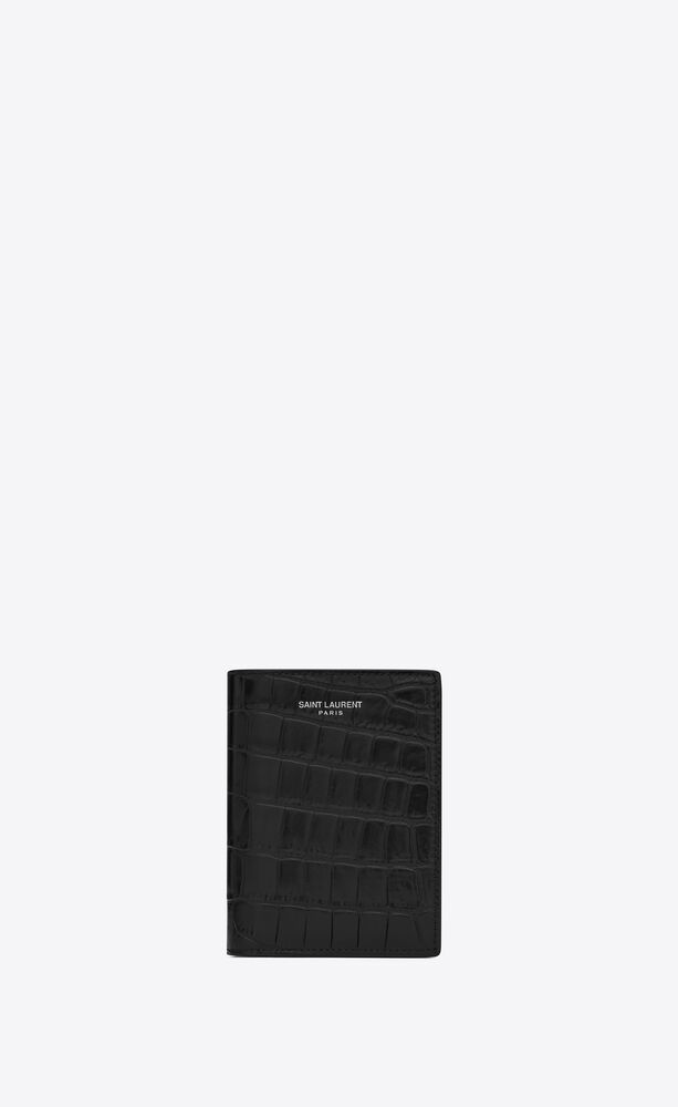 Saint Laurent Branded Leather Card Holder in Black for Men