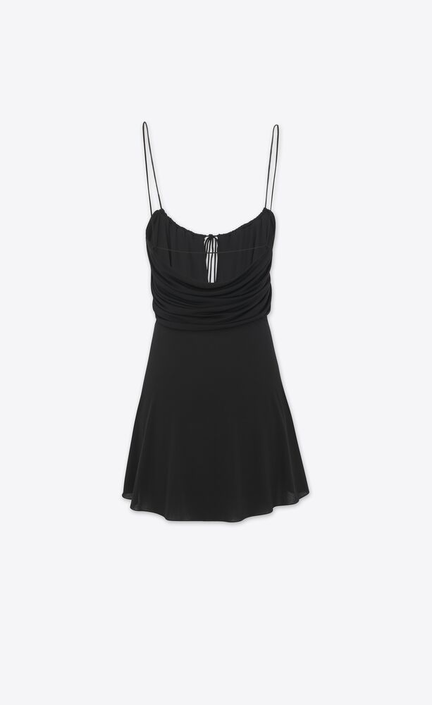 Cowl-back mini dress in crepe jersey | Saint Laurent | YSL.com