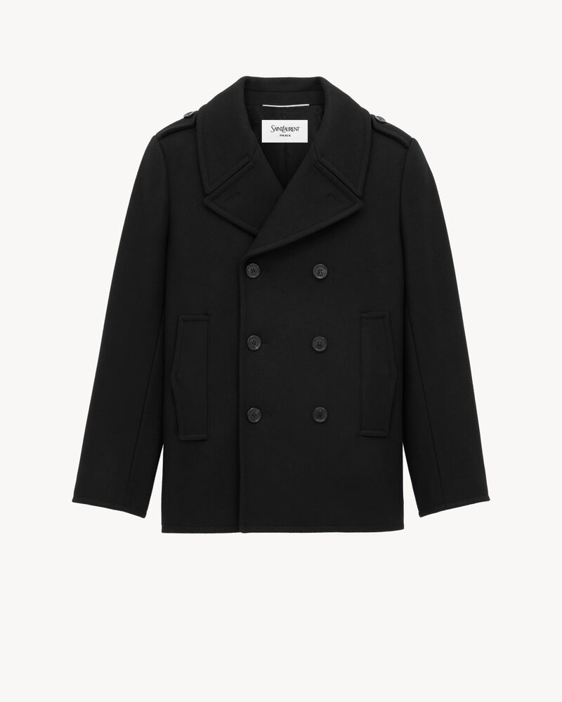 Double-breasted peacoat in wool
