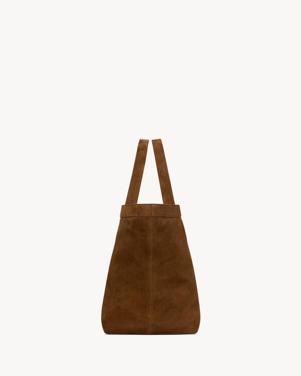 YSL 25S Y TOTE 50 IN PURPLE BROWN CALFSKIN GOLD HARDWARE