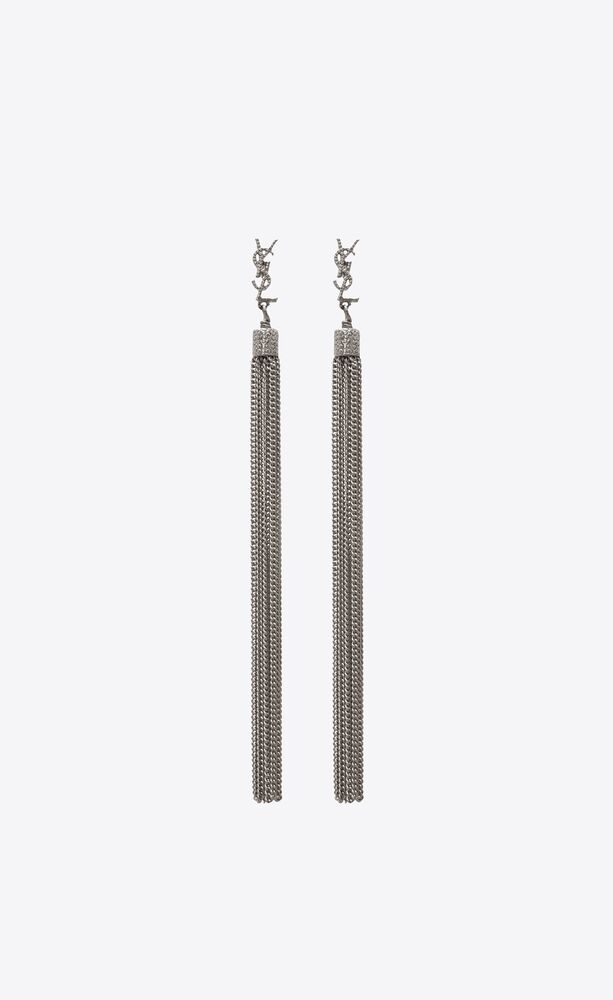 loulou earrings with chain tassels in silver brass