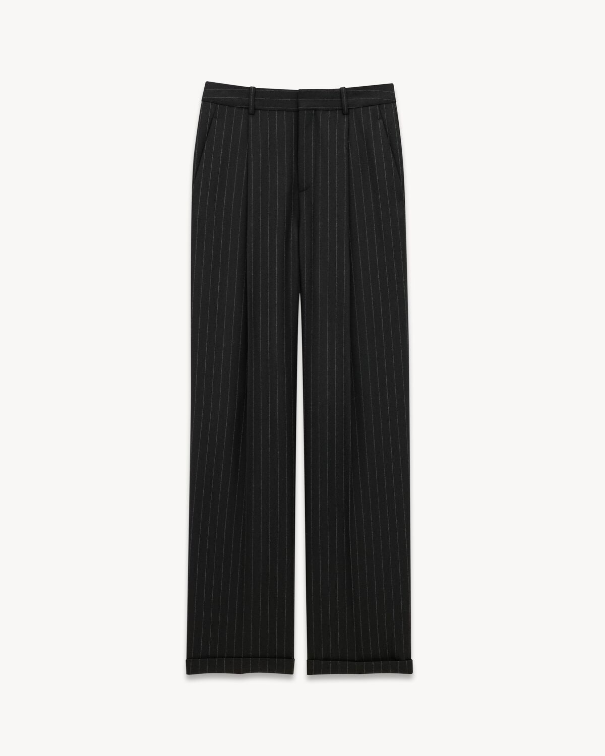 90'S pants in striped wool gabardine