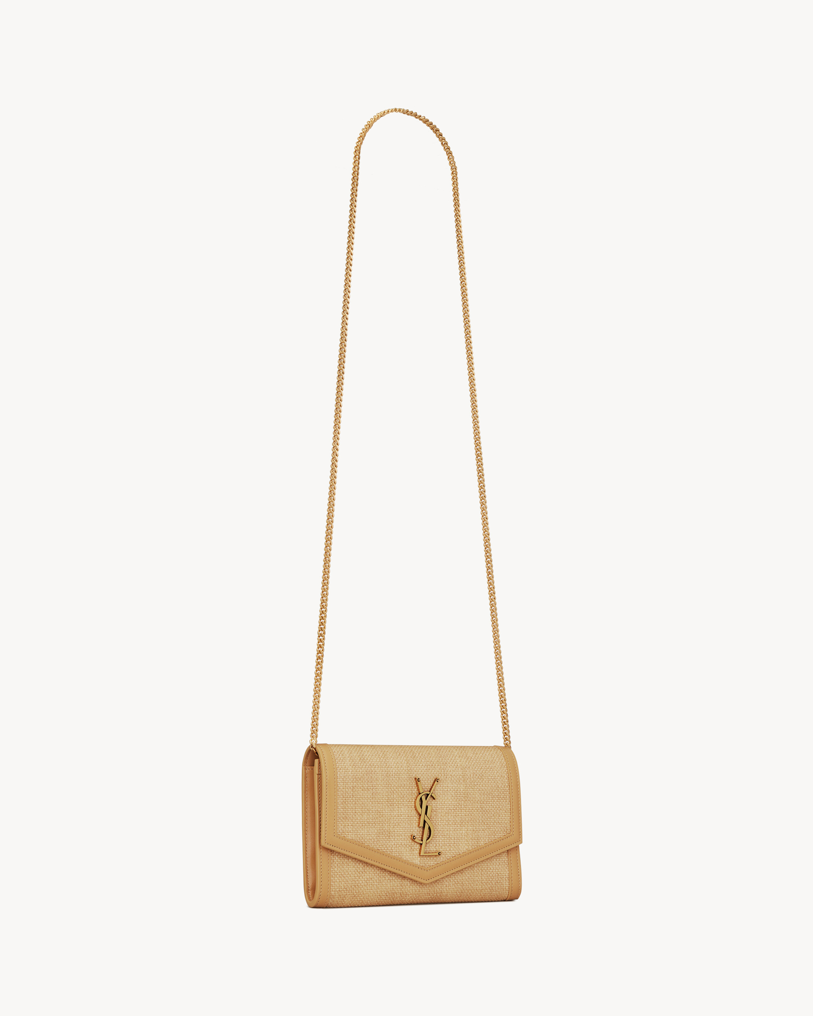 UPTOWN chain wallet in micro raffia