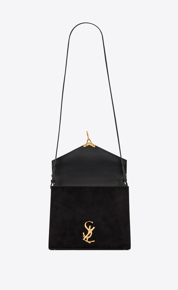 CASSANDRA Medium tophandle bag in smooth leather and suede Saint
